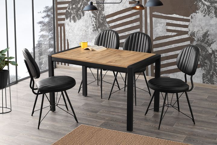 Lato Uitschuifbare Tafel, 75x120 cm, Walnoot en Zwart