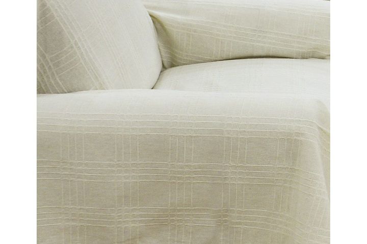 Natural Sofa Bed Shawl Set, Cream