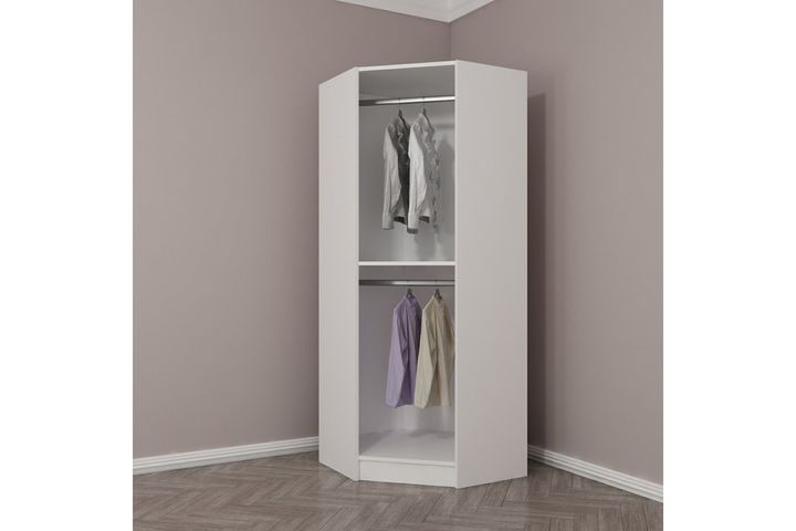 Tideway Hoekkledingkast, 210 cm, Wit en Walnoot