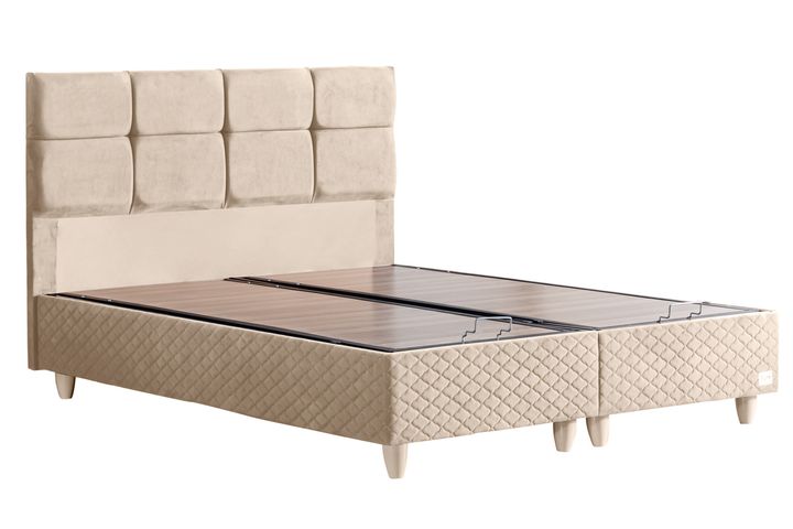 Silber Boxspringbed met Hoofdbord, 90x200 cm, Creme