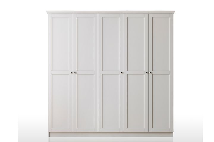 Zenio Side Kleiderschrank mit 5 Türen, Weiß