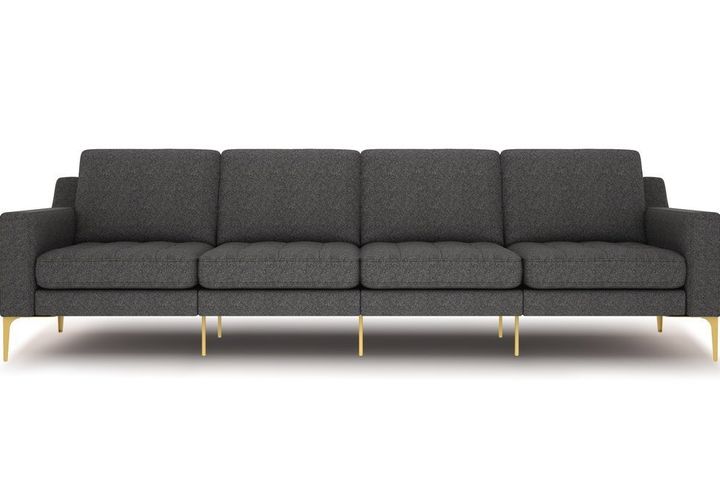 Normod 4-Sitzer Sofa mit Goldenen Metallbeinen, Anthrazit