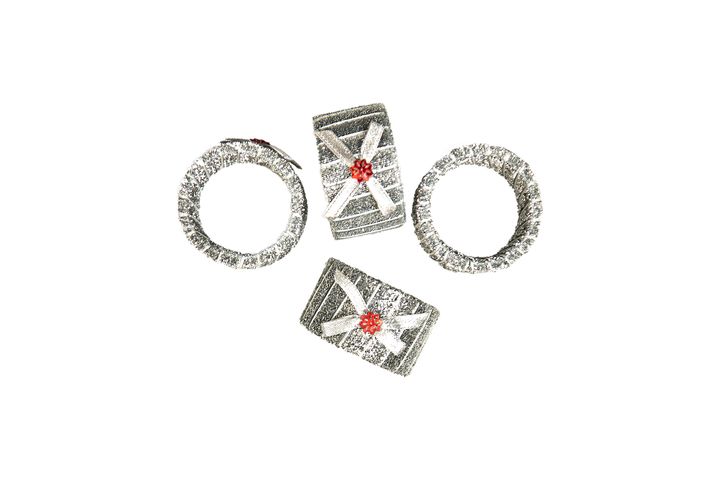 Shine 4 Piece Napkin Ring, Silver