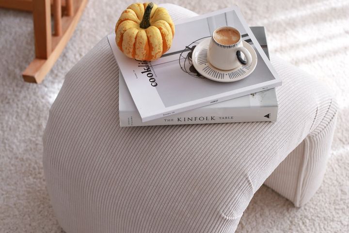 Junia Nu Poef Gestreept, Wit