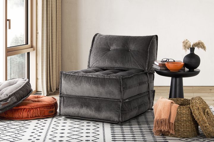 Mocca Opklapbare Fauteuil, Rookgrijs