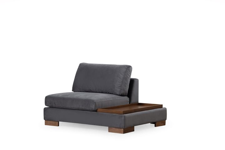 Tulip Modulaire Hoek, enkele Module met Rechtertafel, Grijs