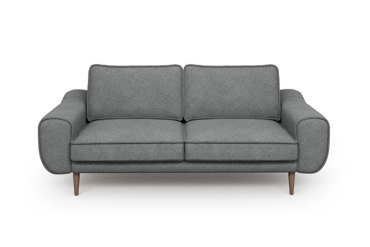 Klem 2-Sitzer Sofa aus Leinenstoff mit Holzbeinen, Grau