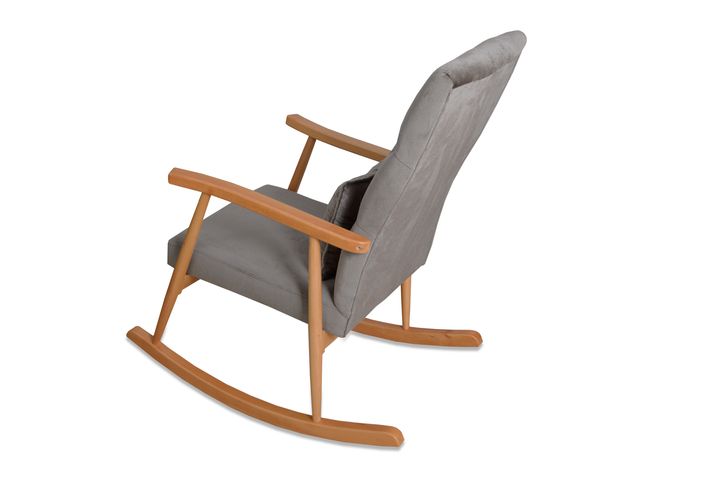 Asedia Trend Schommelstoel Gestoffeerd, Grijs & Natuurlijke Kleur