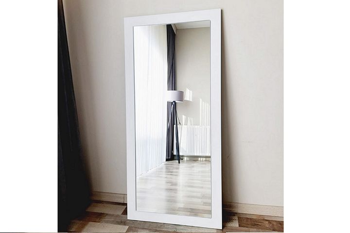 Wood Rechteckiger Standspiegel, 110x50 cm, Weiß