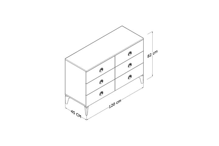 Barrstall Ladekast met 6 Lades, 120cm, Antracietgrijs