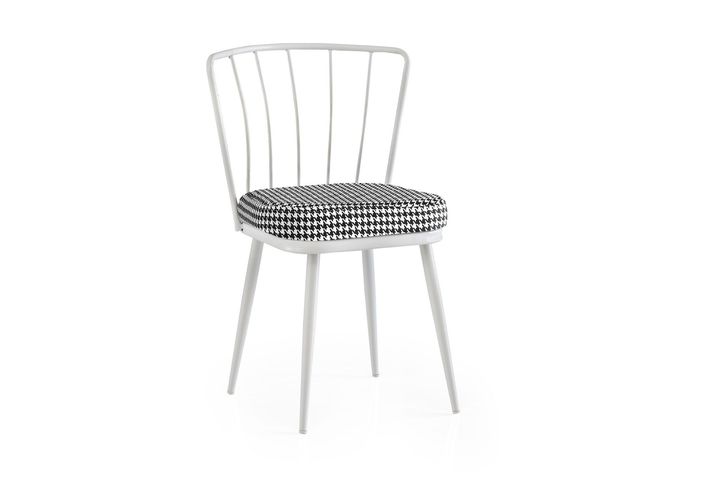 Mond Stoel met Pied-De-Poule Patroon, Wit