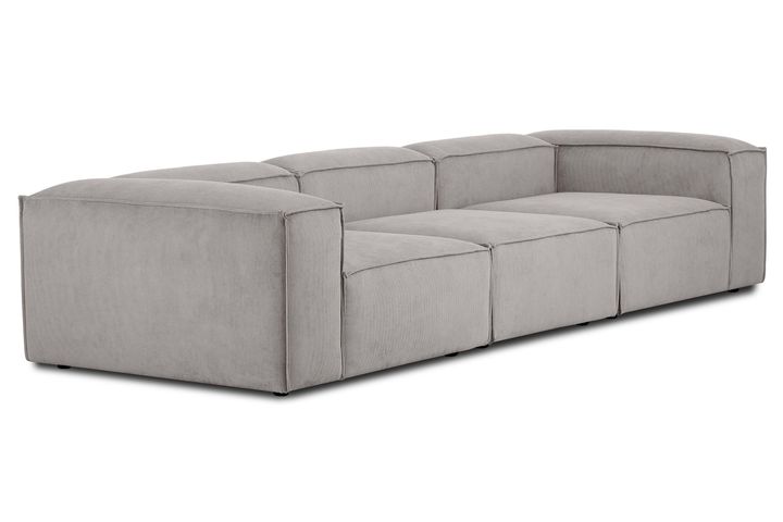 Frid Ruffelfluwelen 3-Zitsbank, Grijs