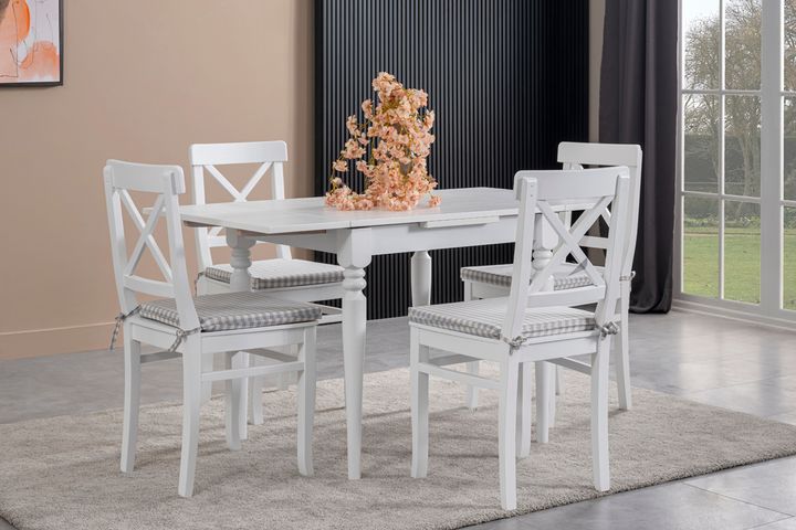 White Eettafelset, 70x80 cm, Grijs