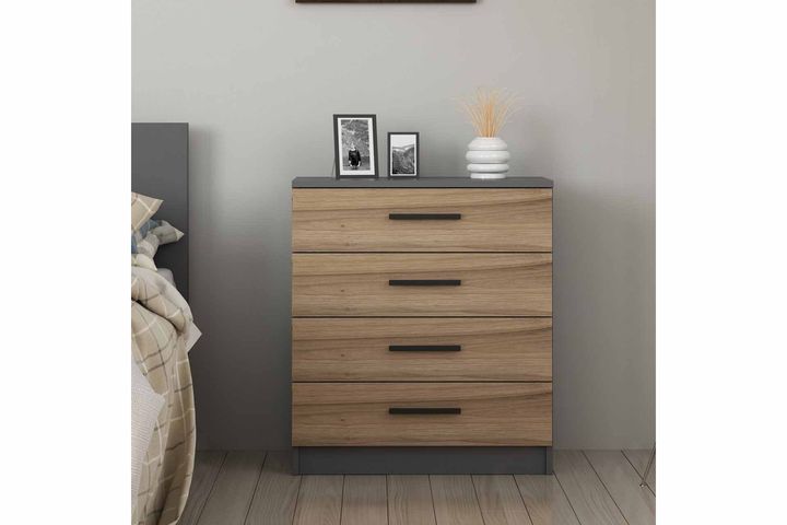 Tideway Ladekast met 4 Lades, Antraciet en Walnoot