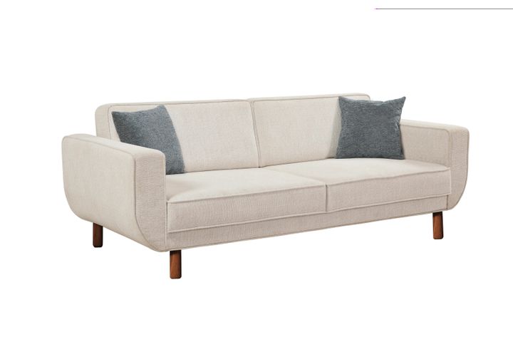 Larus 3-Zitsbank, Creme, Walnoot Poten