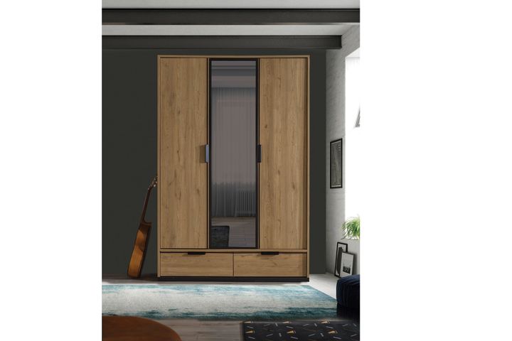 Colosseum Kledingkast met 3 Deuren, Notenhout