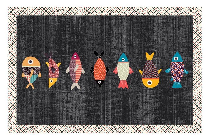 Carnival Fish Digital Print Rug, 50 x 80 cm, Multi