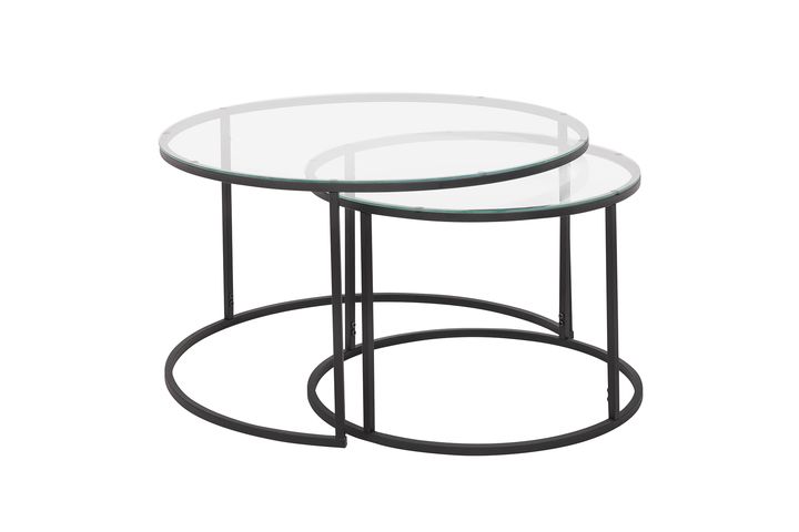 Belarus Coffee Table Set, Transparent & Black