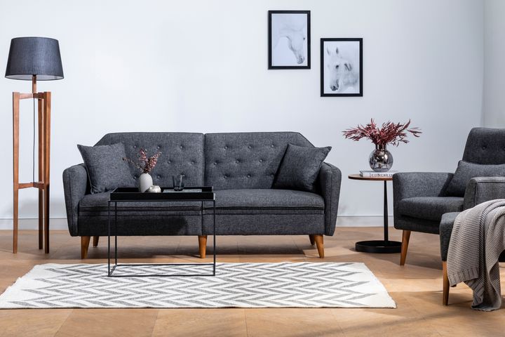 Terra Three Seater Sofa Bed, Fabric in Anthracite Grey
