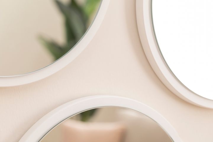 Wood Ronde Wandspiegel Set, 3 Stuks, Wit