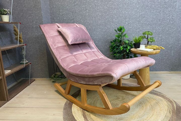 Asedia Maeve Schommelstoel, Roze & Natuurlijke Kleur