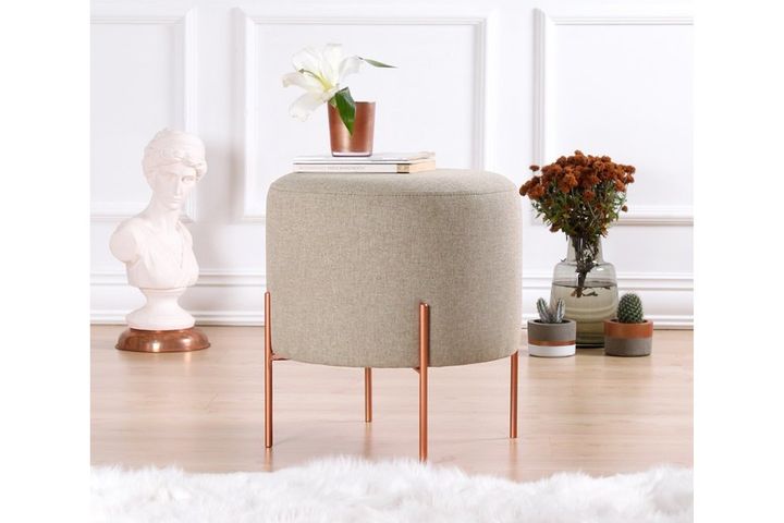 Copper Ronde Poef, Bruin