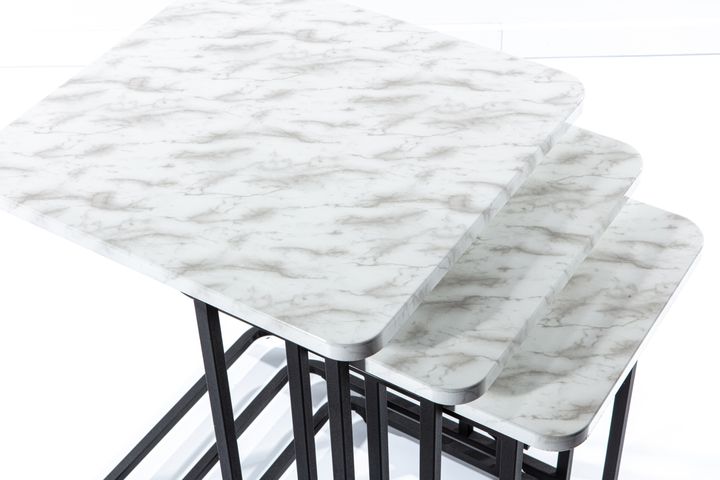 Mono C Salontafel, 3-Dlg, Wit Marmer