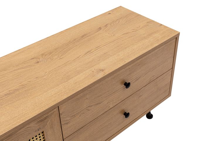 Nala Rattan TV Unit, 140 cm, Oak