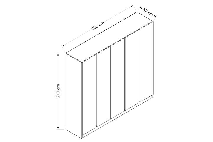 Panna Soft Kledingkast met 5 Deuren, Walnoot en Antraciet