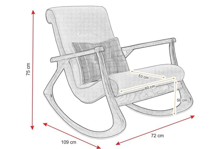 Asedia Ekol Schommelstoel, Rood, Natuurlijke Poot