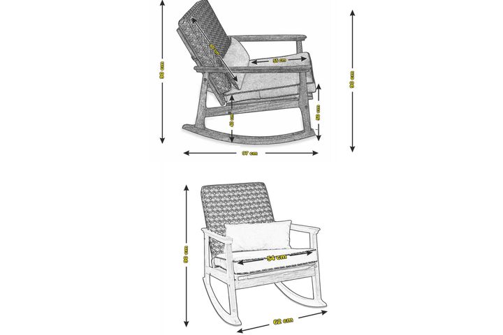 Asien Scandinavische Schommelstoel , Creme en Zwart