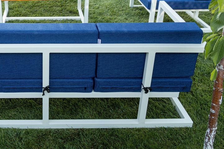 Olimpos 2 Zits Tuinbank, Blauw, Wit Ayak