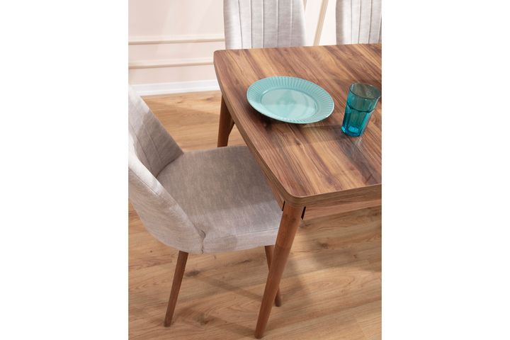 Lydiana Eettafelset voor 6 Personen, 140x80 cm, Creme