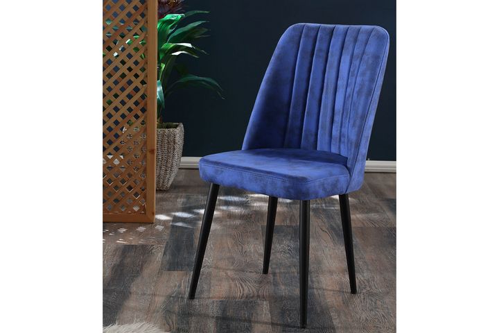 Vento Stuhl aus Metall, Blau & Schwarz  