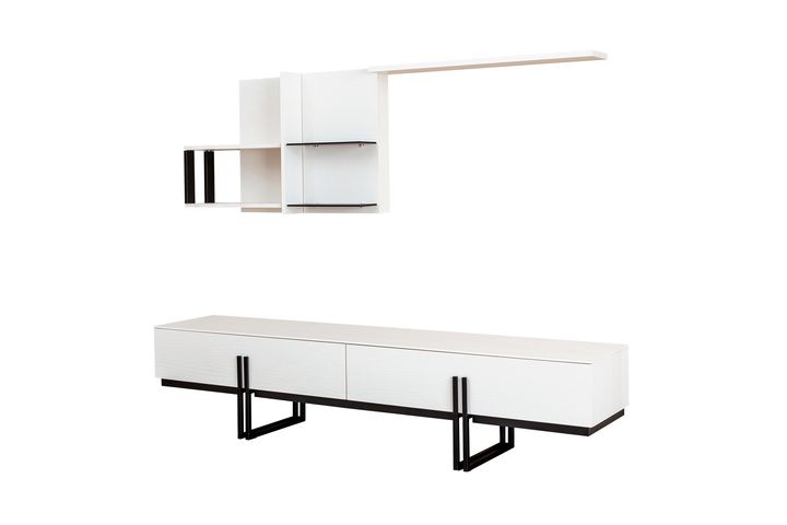 Line TV-Meubel, Wit & Zwart