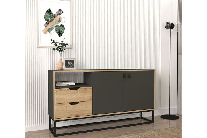 Dolores Sideboard, Anthracite & Oak | Vivense London