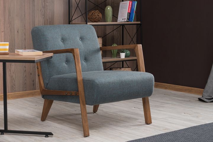 Cinque Terre Fauteuil, met print, Blauw