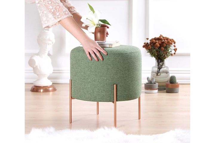 Copper Ronde Poef, Groen