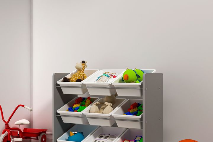 MORDEKA MONTESSORİ OYUNCAK DOLABI, GRİ, 6 SEPETLİ