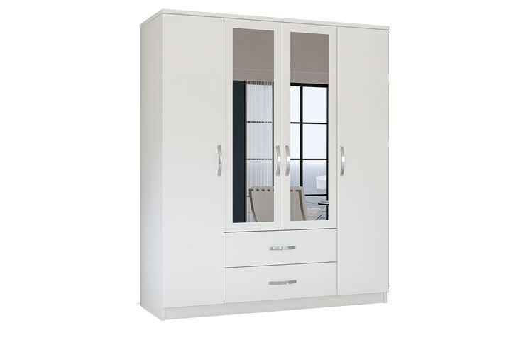 Ena Kledingkast met 4 Deuren, 2 Lades en Spiegel