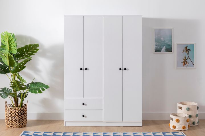 Metalia Novado 4 Door with 2 Drawers Wardrobe, White