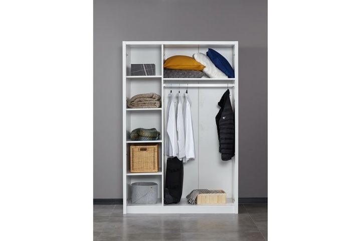 Life Kleidingkast met 3 Deuren en Spiegel, Wit