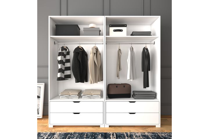 Manorala Kledingkast met 4 Deuren & 4 Lades, Wit