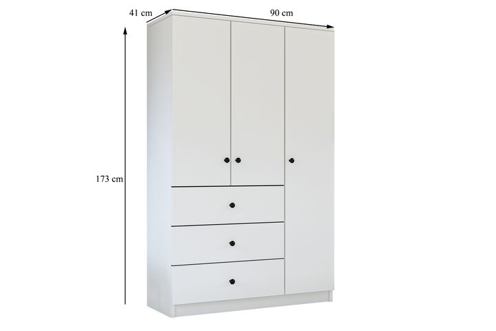 Metalia Novado Kleiderschrank mit 3 Türen und 3 Schubladen