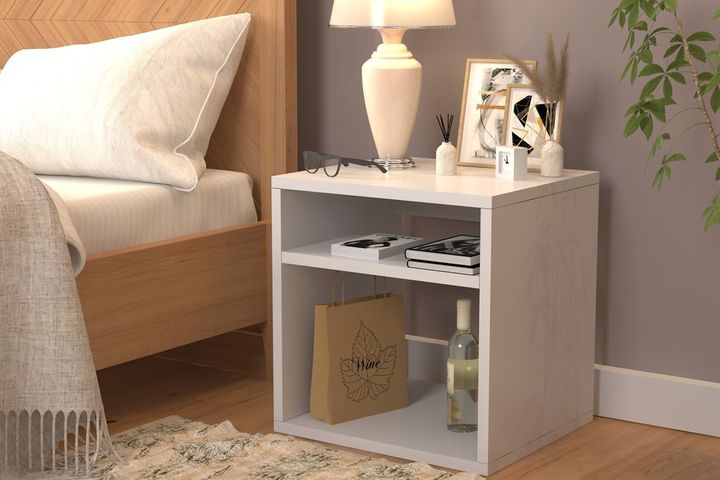 New Box Bedside Table, White