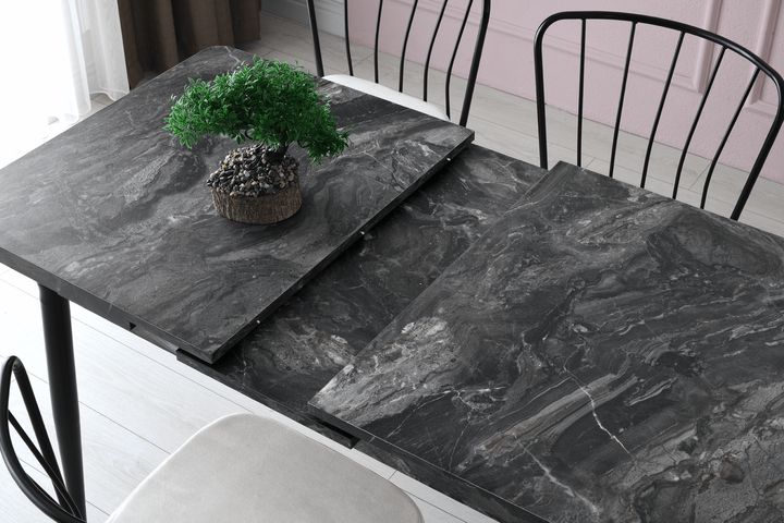 Maand Tafel, Stoel en Bank Set, Grijs & Zwart, 120X70