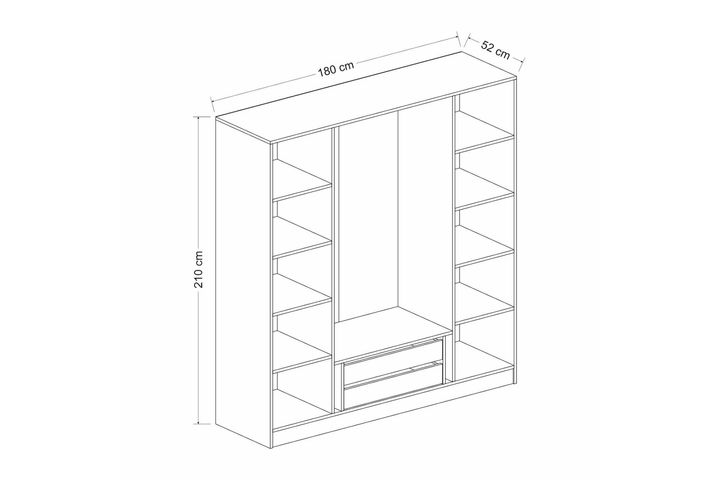 Medway Tideway Kledingkast met 4 Deuren en 2 Lades, 190 cm, Wit en Zwart