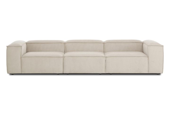 Frid Ruffelfluwelen 3-Zitsbank, Wit