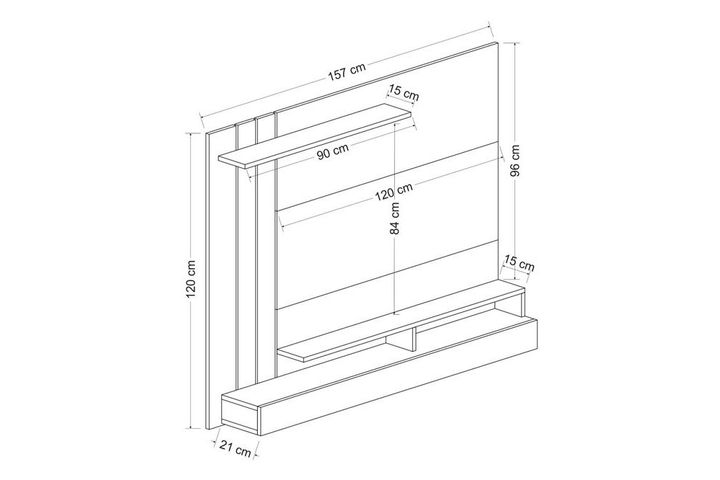 Lawrance TV Unit, 157 cm, Grey