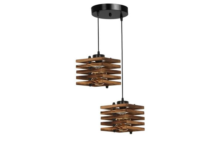 Cara Hanglamp met 2 Lampjes, Walnoot